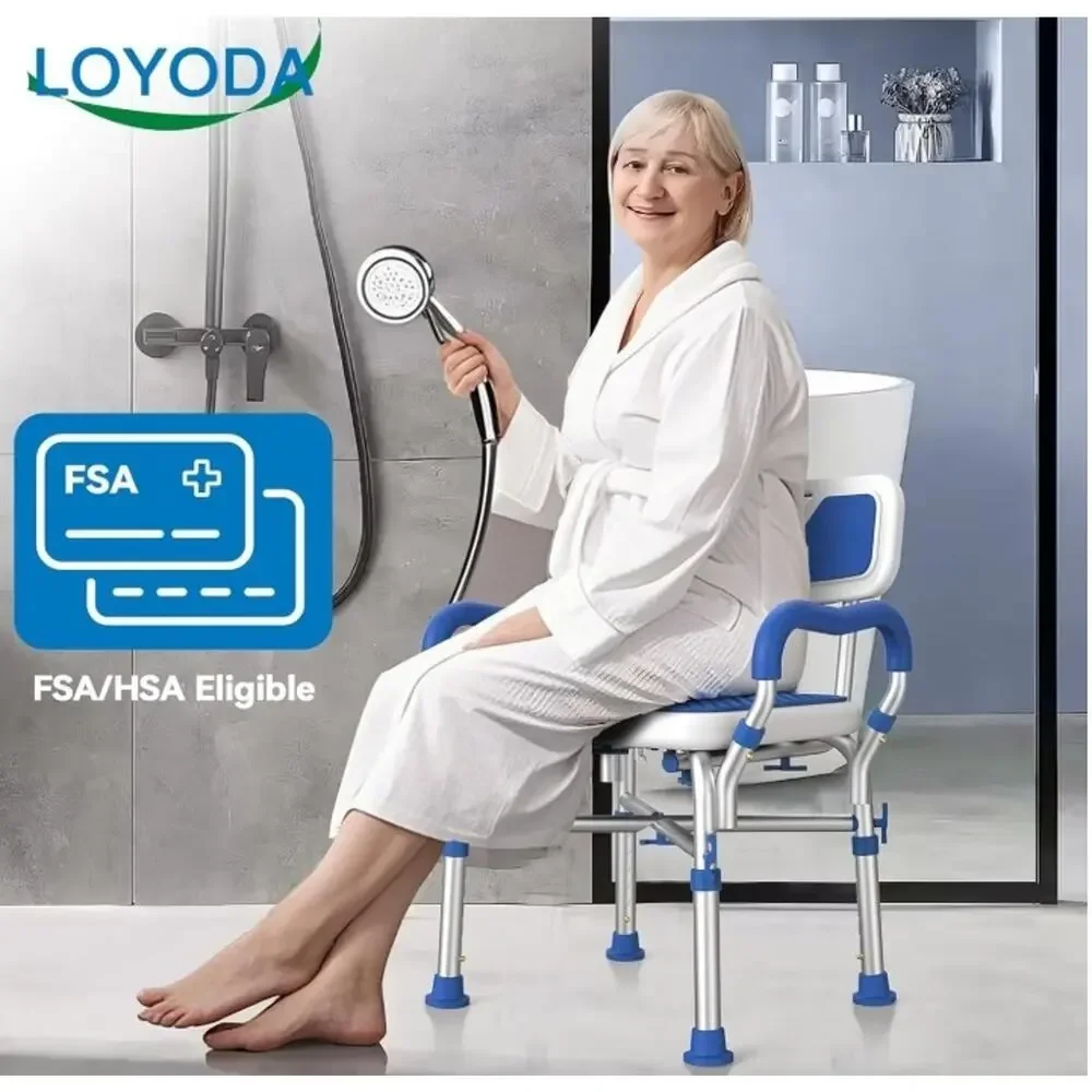 Heavy Duty Adjustable Shower Chair with Arms & Back – 500 lb Capacity